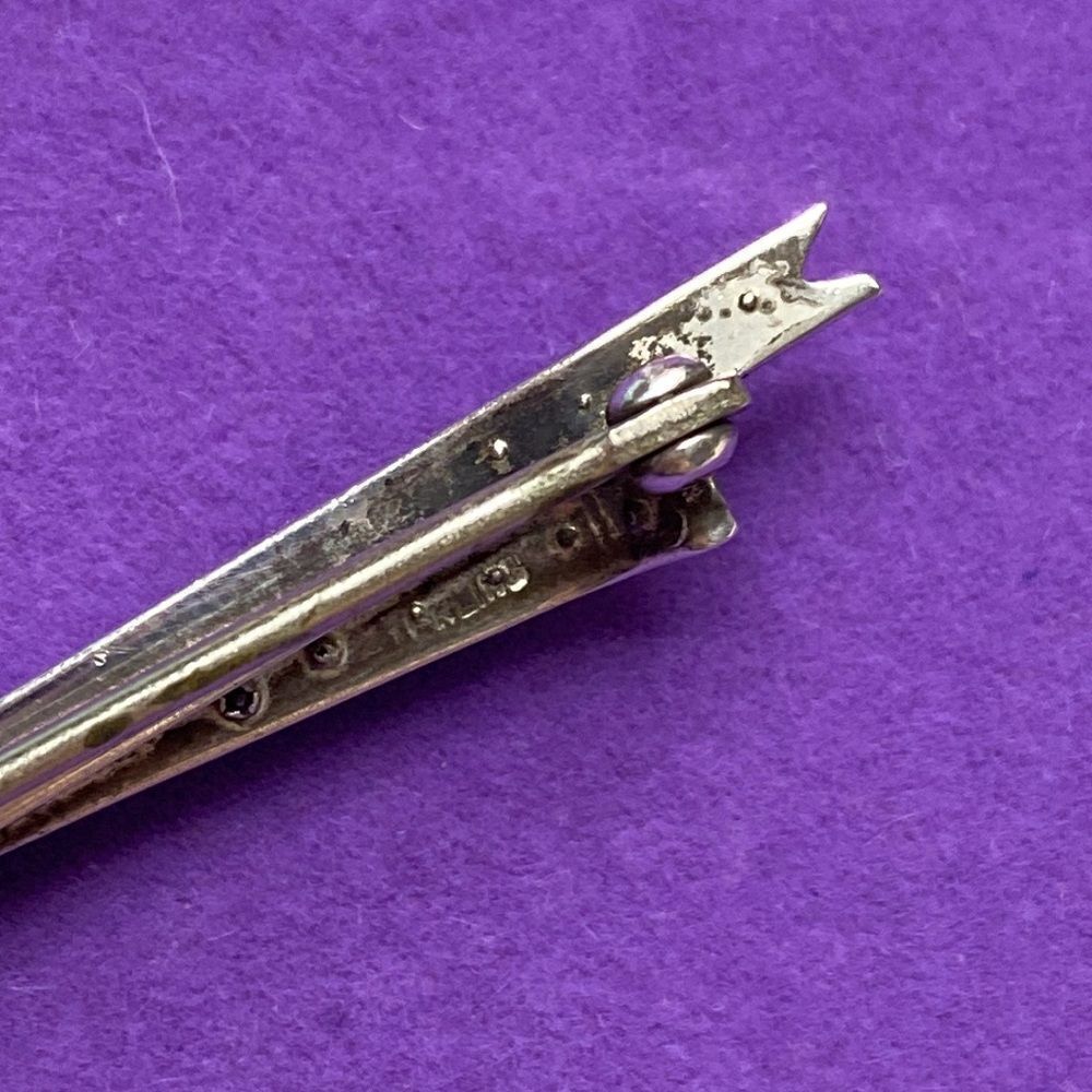 💛 Antique Sterling Red & White Crystal Brooch - Picture 4 of 6